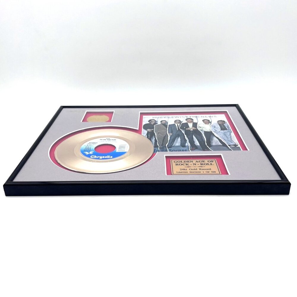 Huey Lewis & The News Hip To Be Square 24kt Gold Record Golden Age Rock N Roll - Picture 10 of 13
